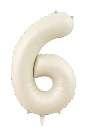 Jumbo Matte Cream Foil Number 6 Balloon 100cm